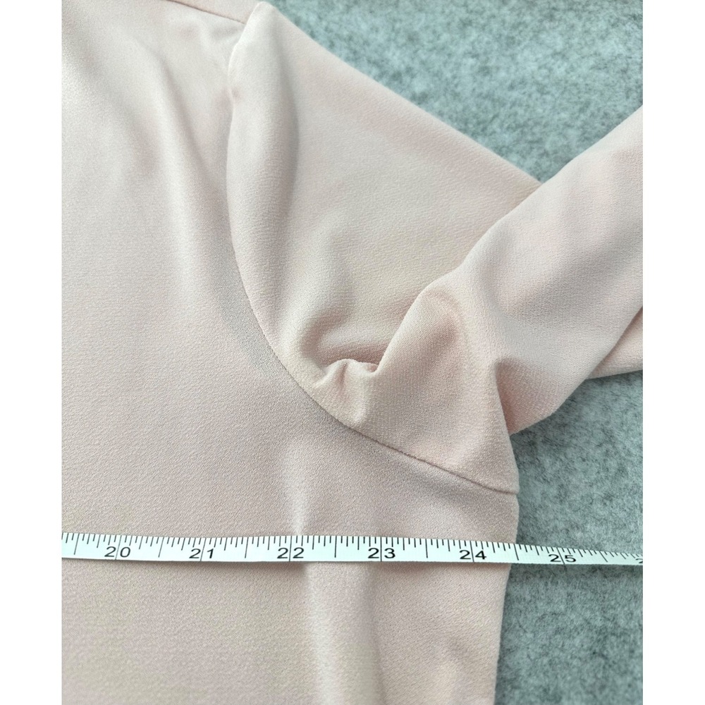 Banana Republic Blush Pink Satin Trim V-Neck Blouse Long Sleeves Women's XL - Picture 7 of 10